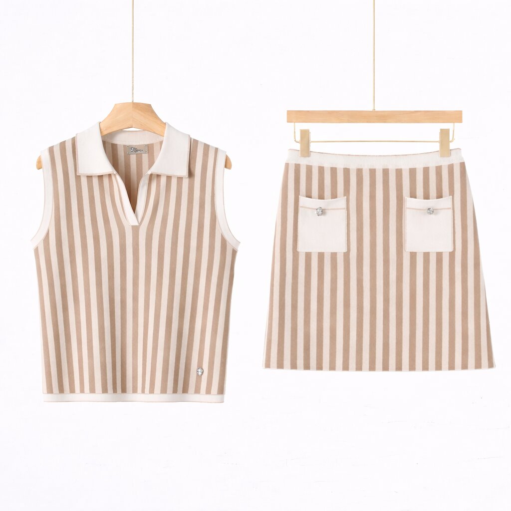 Completo Donna Maglia Righe Verticali Top + Gonna art 7070