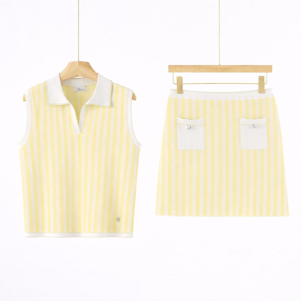 Completo Donna Maglia Righe Verticali Top + Gonna art 7070