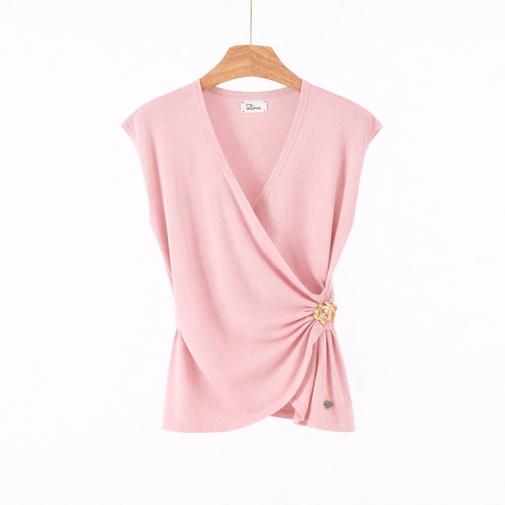 Top Drappeggiato Fiore Gioiello art 7081