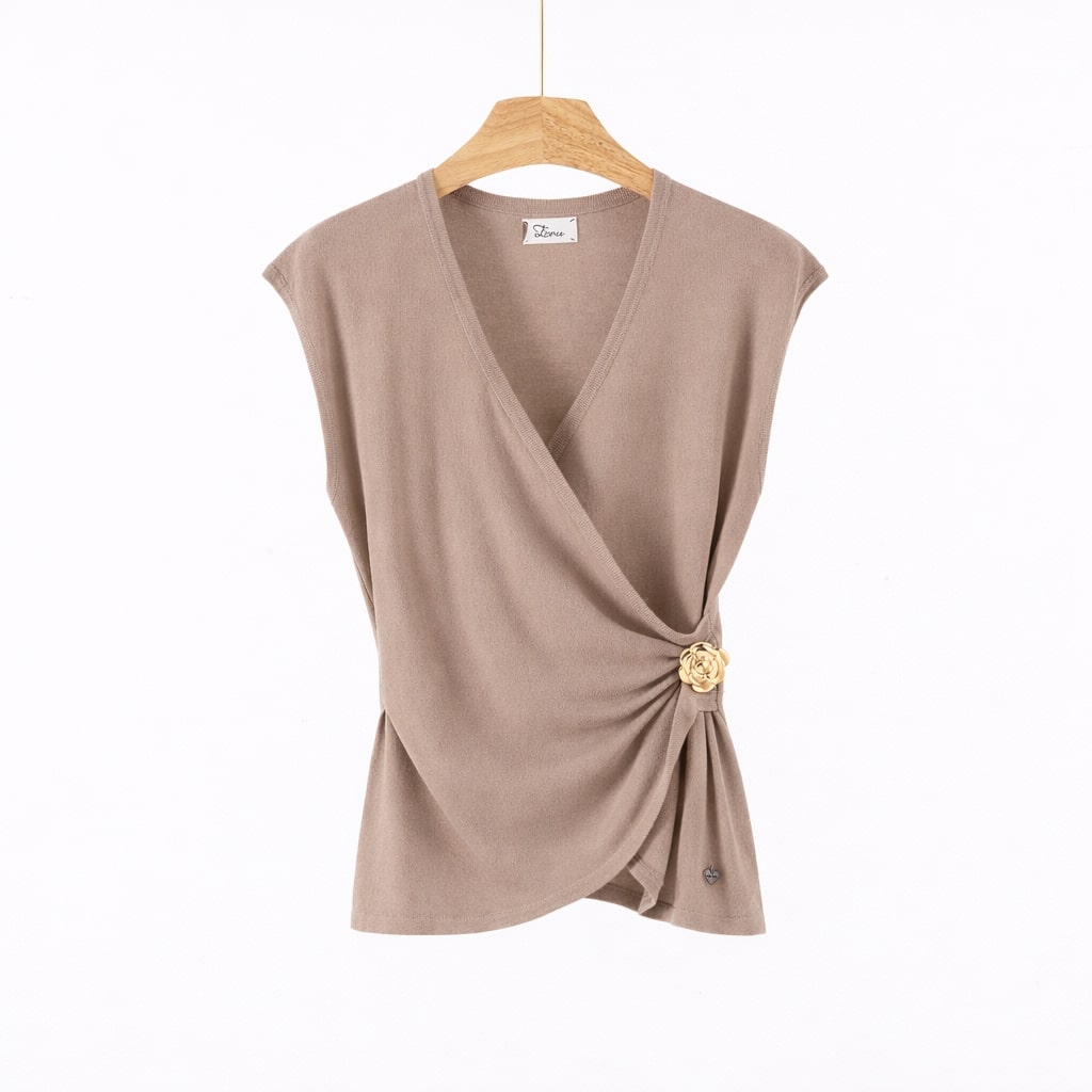 Top Drappeggiato Fiore Gioiello art 7081