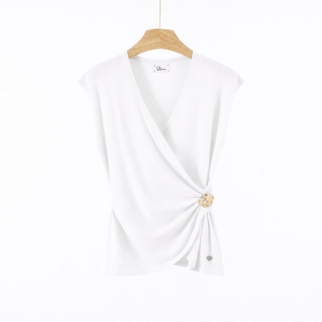 Top Drappeggiato Fiore Gioiello art 7081