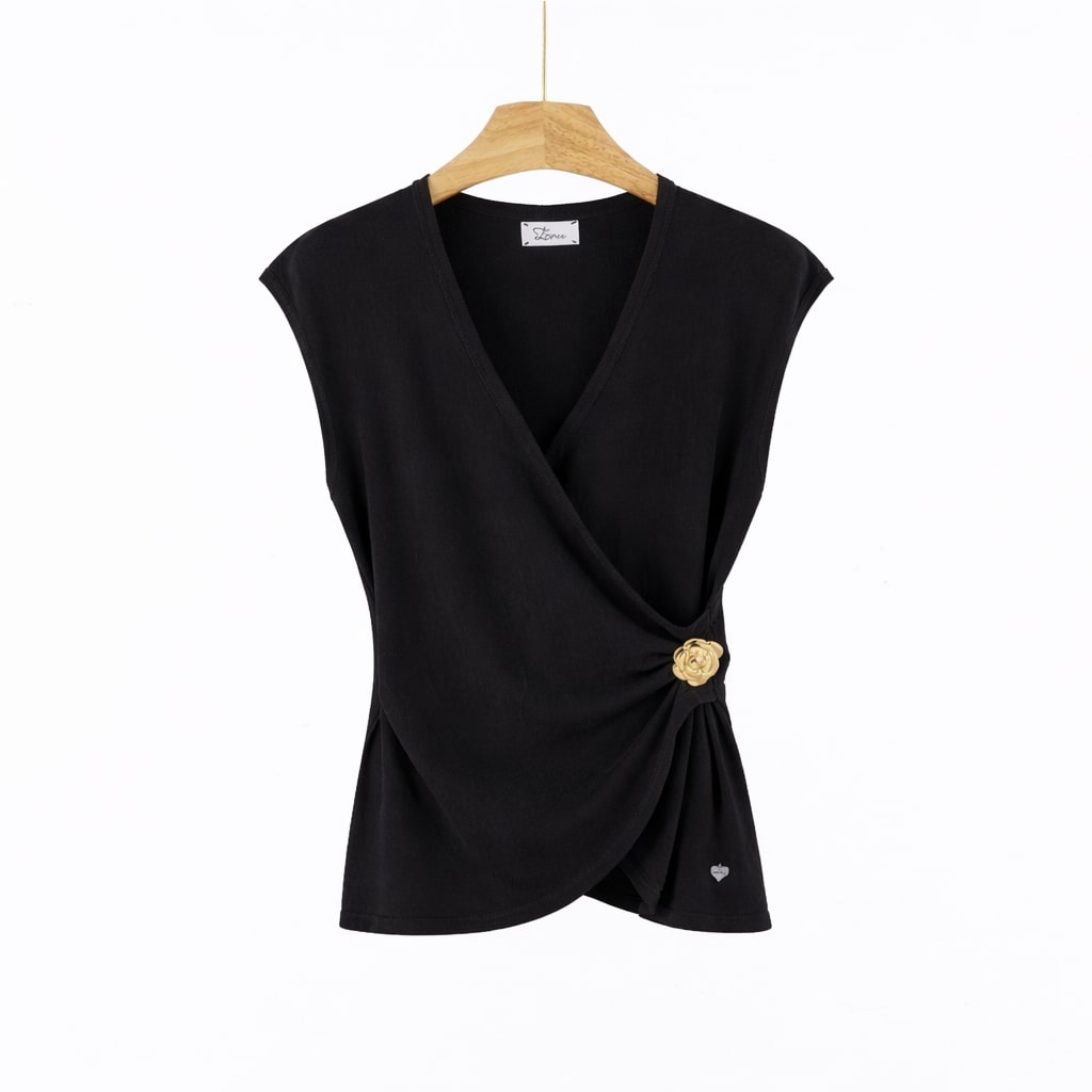 Top Drappeggiato Fiore Gioiello art 7081