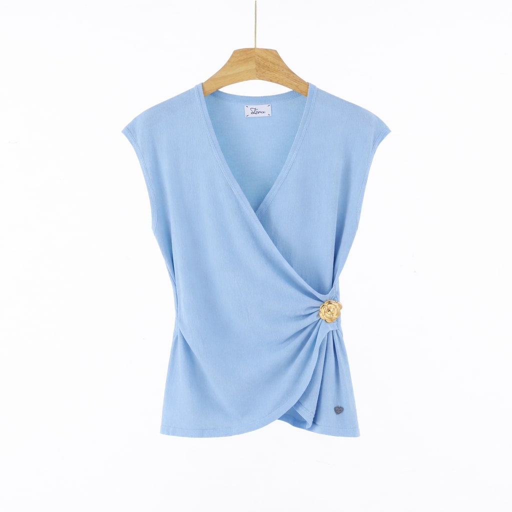 Top Drappeggiato Fiore Gioiello art 7081