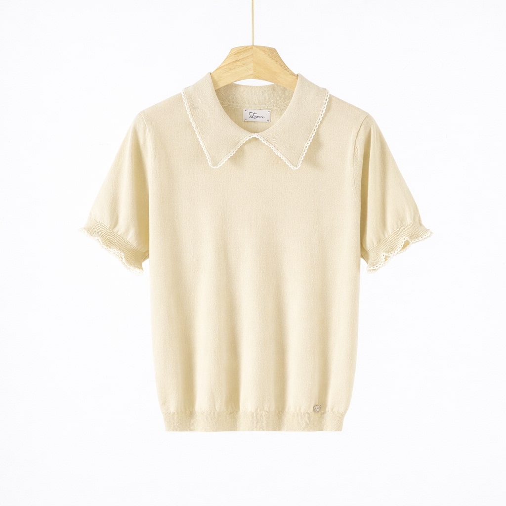 Maglia Donna Knit con Colletto Ricamato 7080