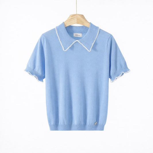Maglia Donna Knit con Colletto Ricamato 7080