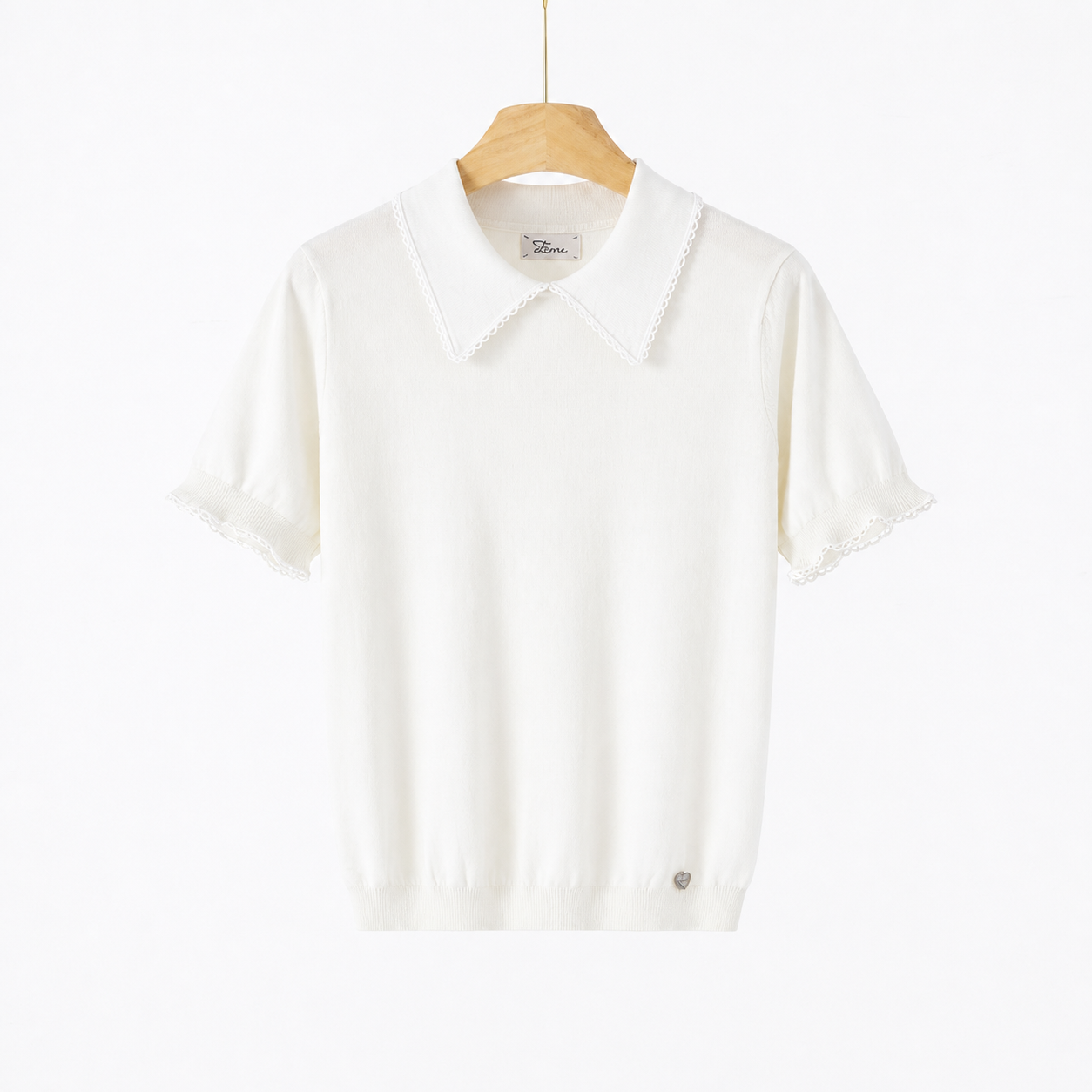 Maglia Donna Knit con Colletto Ricamato 7080