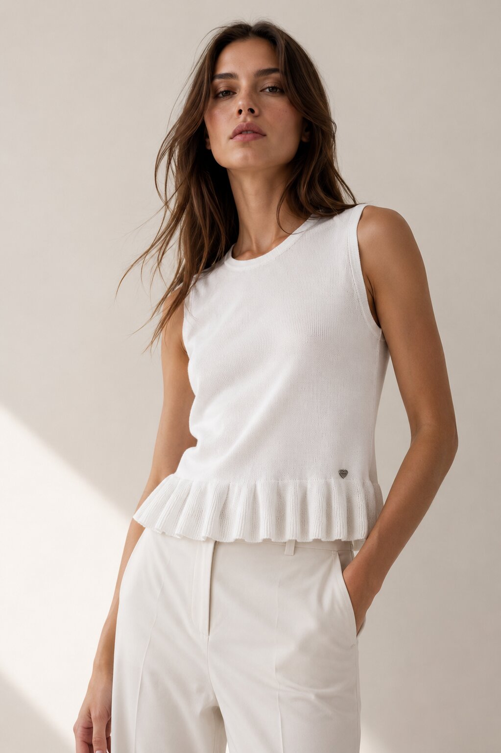 Maglia Donna Knit con Volant ART 7087