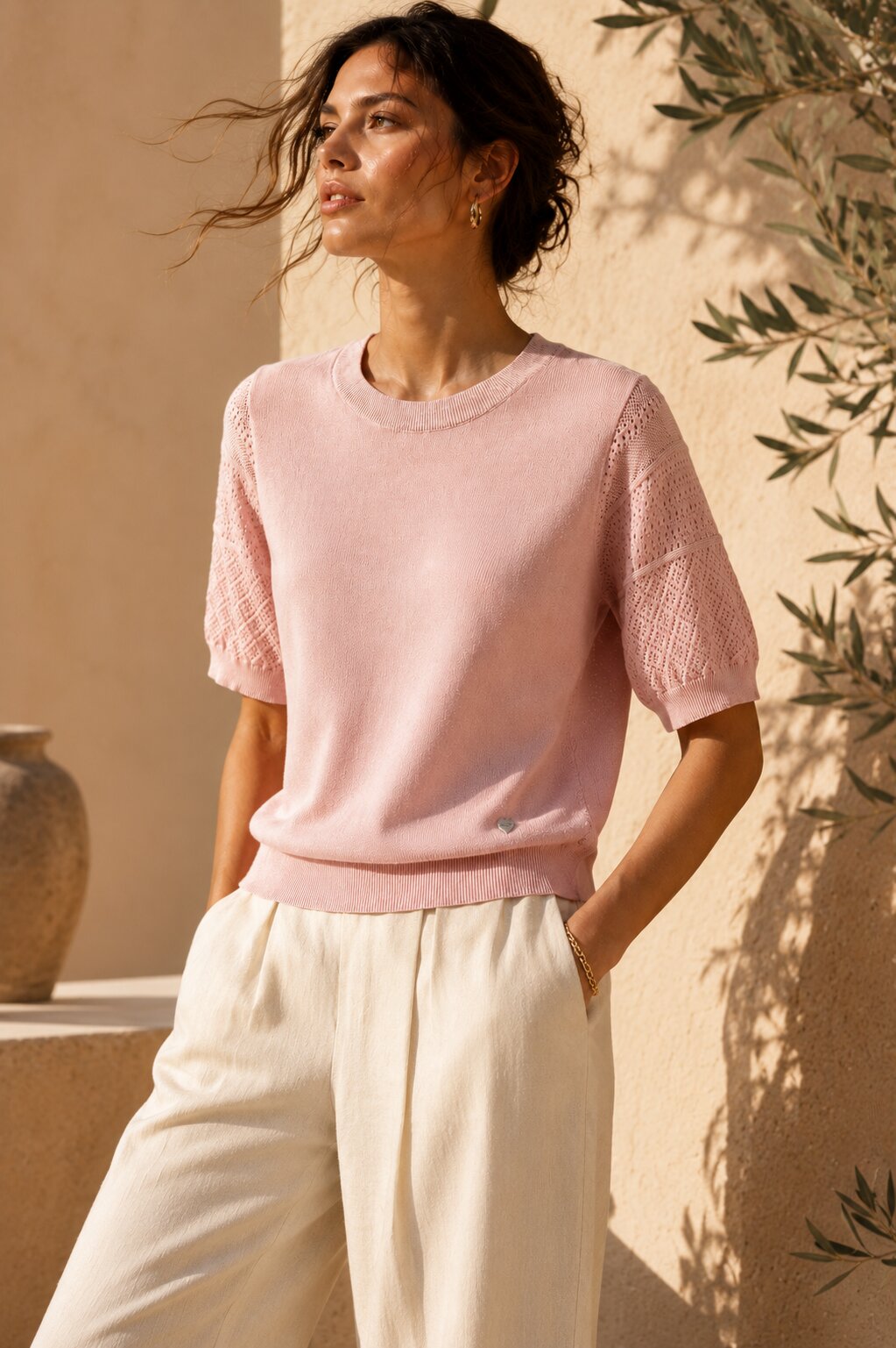 Maglia Knit Premium con Maniche Ricamate art 7075