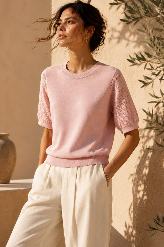 Maglia Knit Premium con Maniche Ricamate art 7075