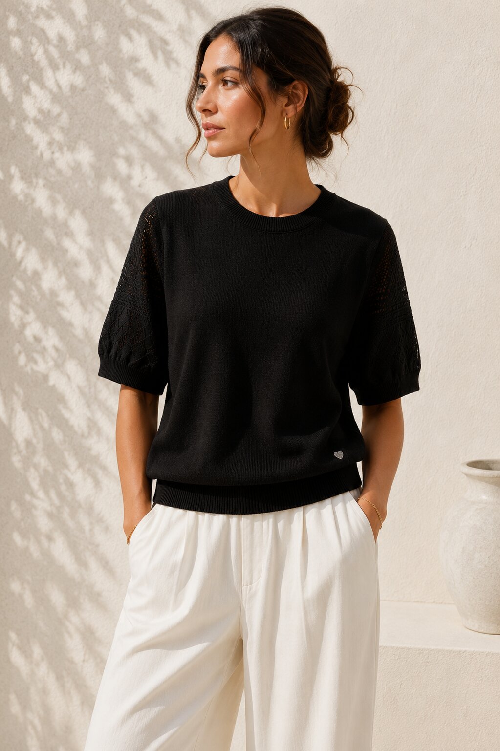 Maglia Knit Premium con Maniche Ricamate art 7075