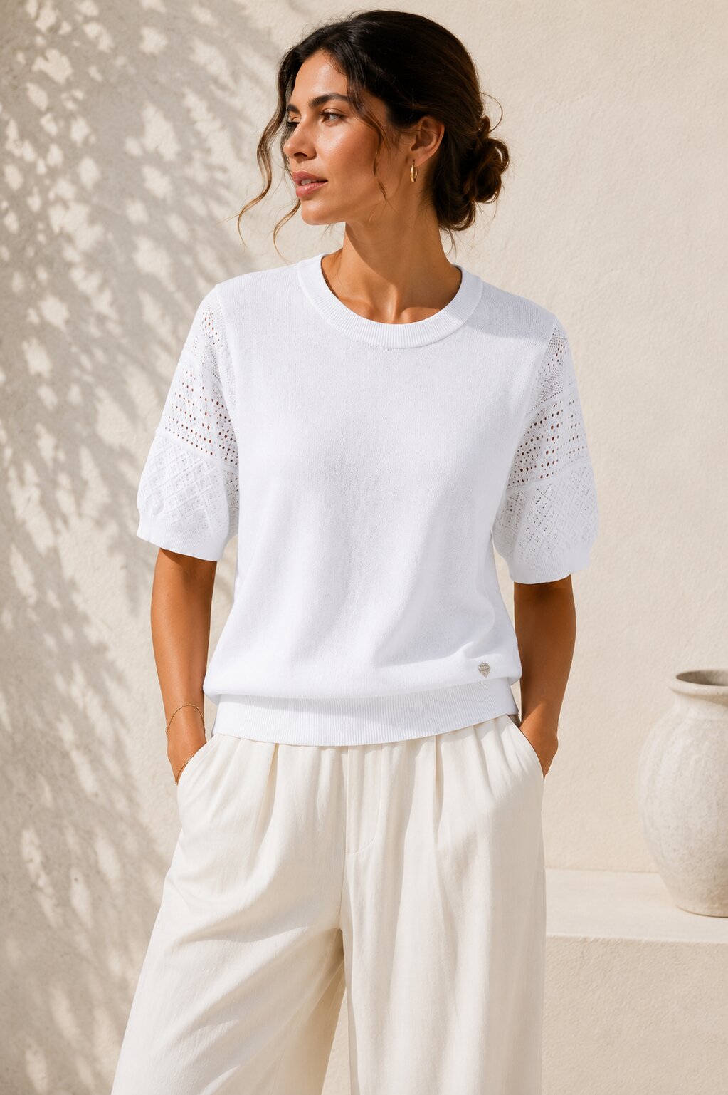 Maglia Knit Premium con Maniche Ricamate art 7075