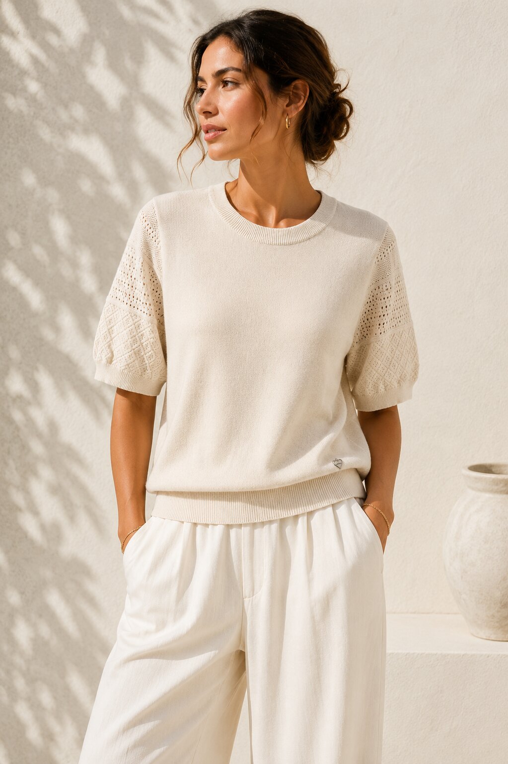 Maglia Knit Premium con Maniche Ricamate art 7075