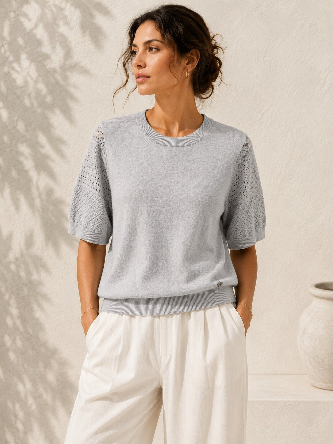 Maglia Knit Premium con Maniche Ricamate art 7075