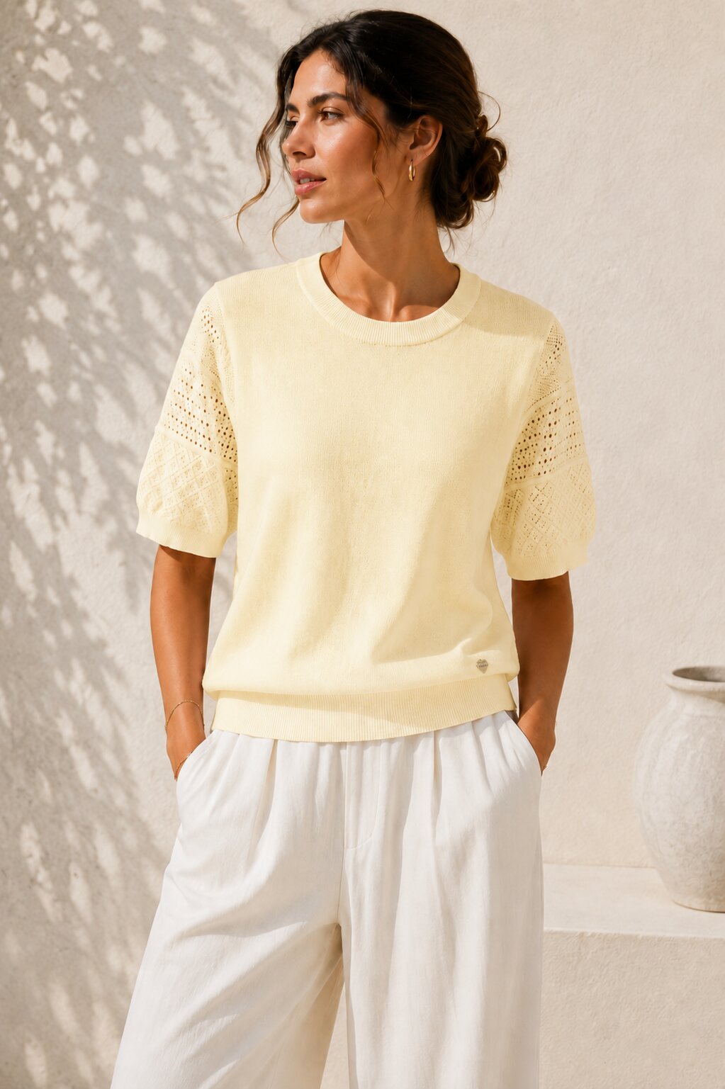 Maglia Knit Premium con Maniche Ricamate art 7075